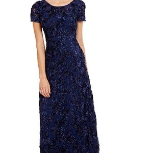 Navy Full Length Gown Rosette A-line
